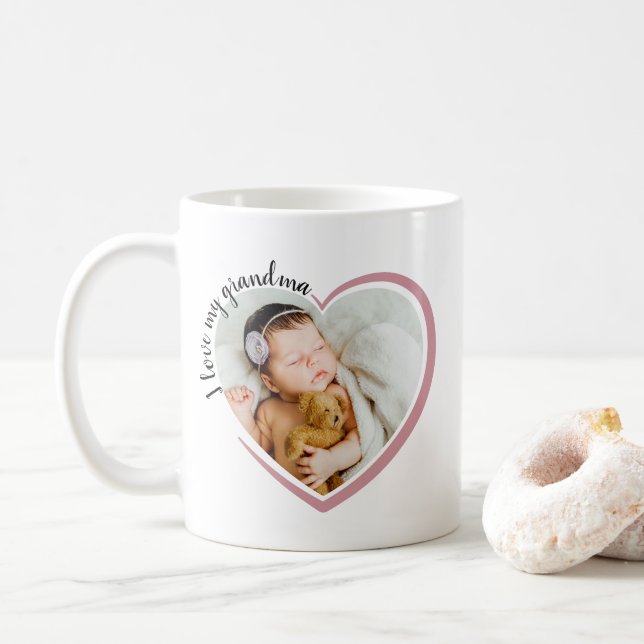 Mug J'aime ma grand-mère photo du coeur (Avec donut)
