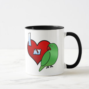 Mug J'aime ma poule indienne de perruche de Ringneck