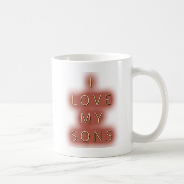 Mug J'aime mes fils (blancs) (Droite)