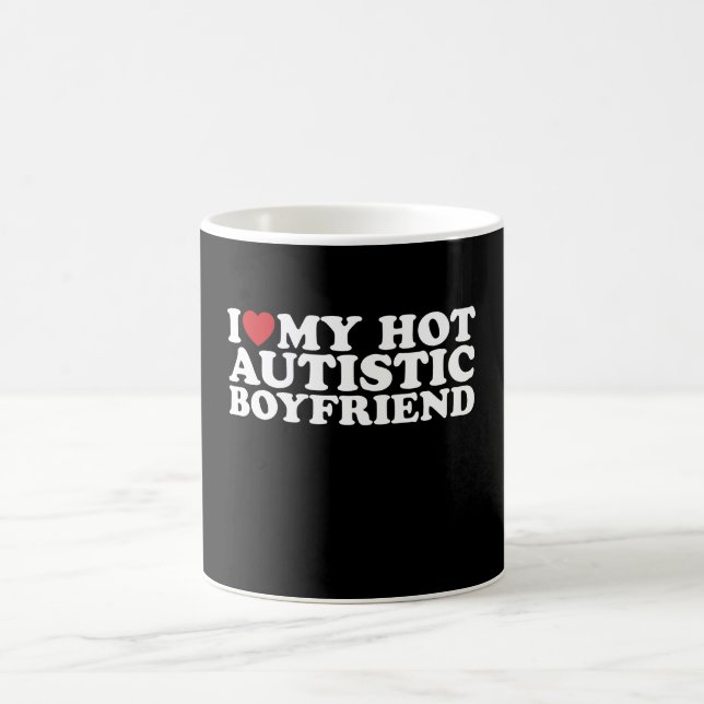Mug J'Aime Mon Ami Autiste Chaud BF Autisme Coeur (Centre)