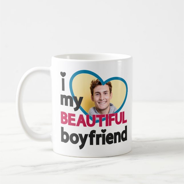 Mug J'aime mon beau petit ami photo personnalisée (Gauche)