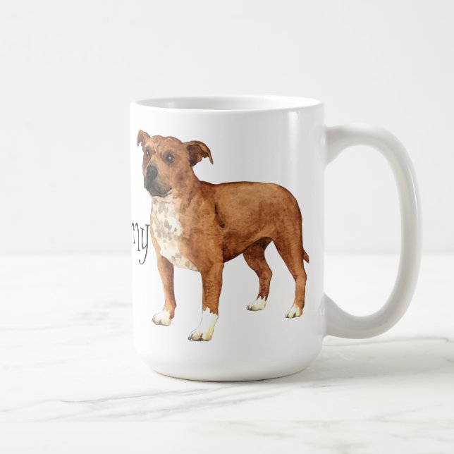 Mug J'aime mon bull-terrier du Staffordshire (Droite)