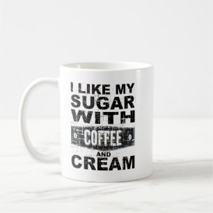 Mug J'aime mon café avec du sucre et de la crème T-shi