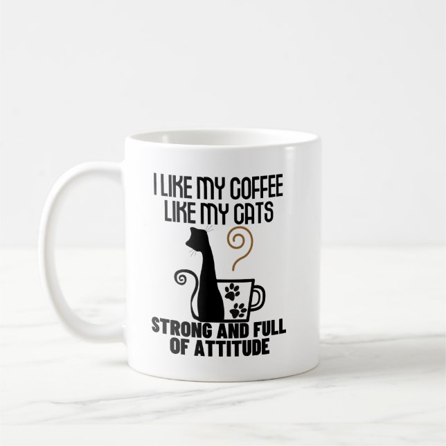 Mug J'aime mon café comme j'aime mes chats_ forts et . (Gauche)