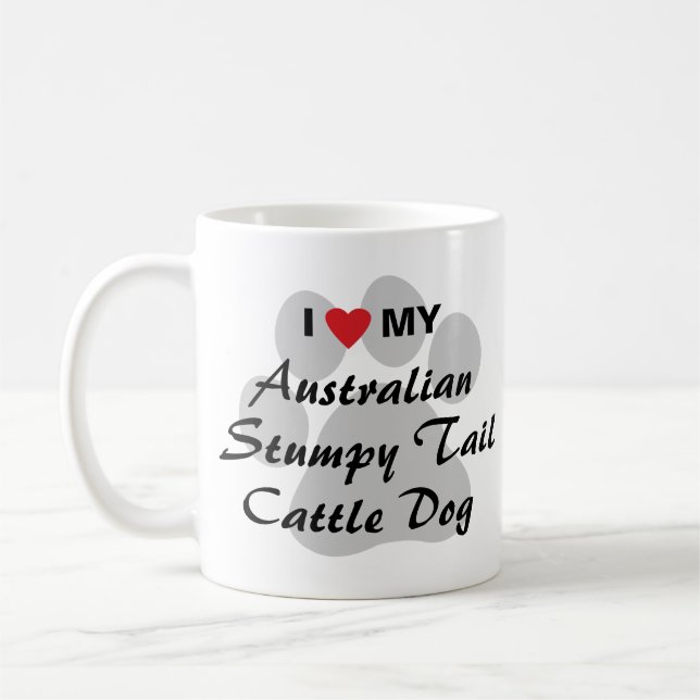 Mug J'aime mon chien courtaud australien de bétail de (Gauche)