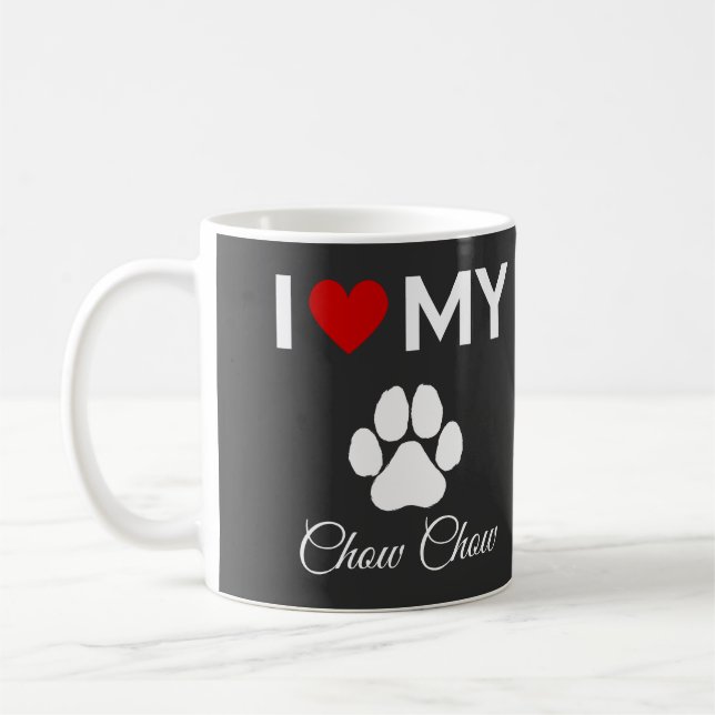 Mug J'aime mon Chow Chow chien texte personnalisé (Gauche)