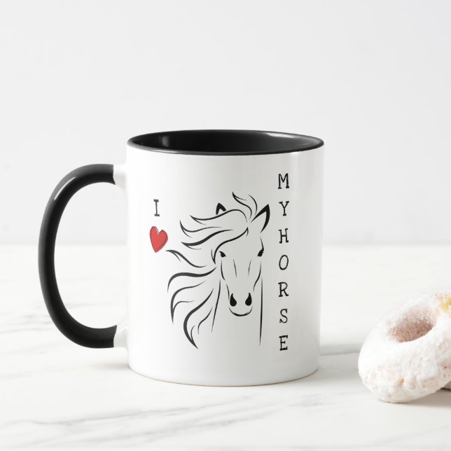 Mug J'Aime Mon Graphique De Cheval (Avec donut)