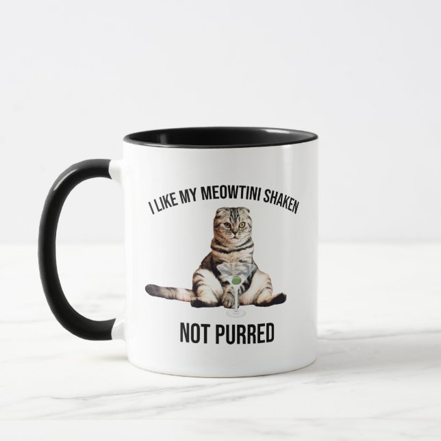 Mug J'Aime Mon Meowtini Shaken Pas Purée Martini Cat (Gauche)