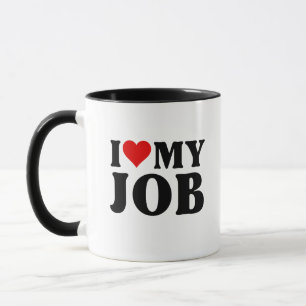 Mug J'Aime Mon Travail Drôle Coeur Rouge Emplois Amate