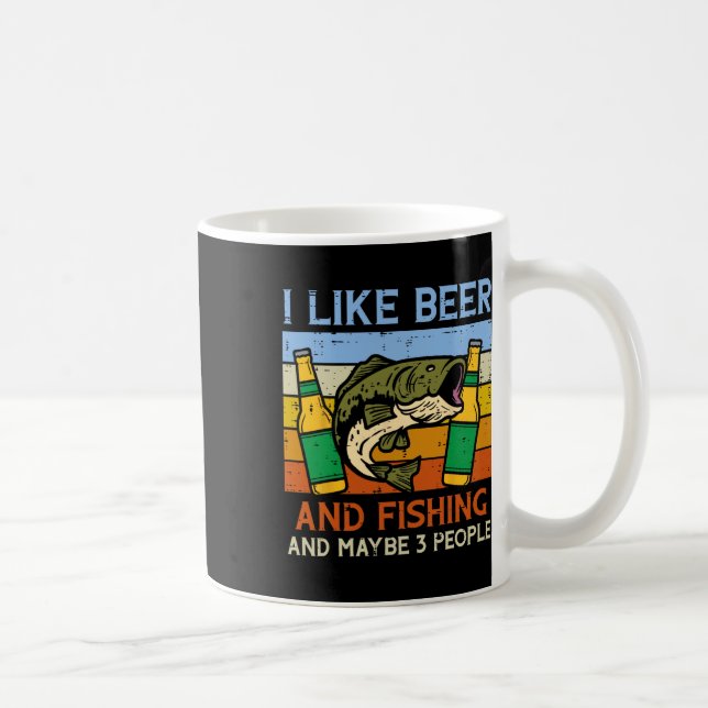 Mug J'Aime Pêcher Et 3 Personnes Retro Pêcheur Pêcheur (Droite)