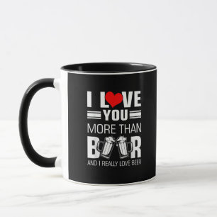 Mug J'aime plus que la bière, style drôle et joueur 