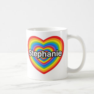Mug J'aime Stephanie. Je t'aime Stephanie. Coeur