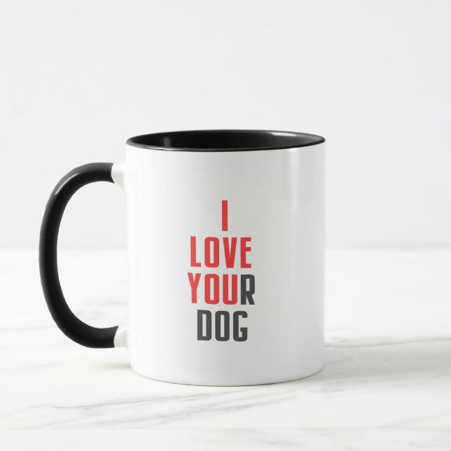 Mug J'aime ton chien - Message caché drôle Je t'aime  (Gauche)