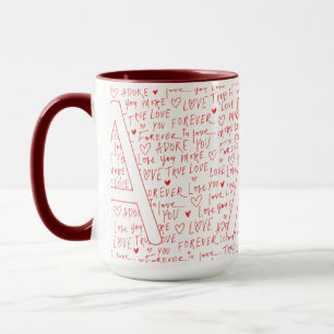 Mug J'aime un toi — Initiale personnalisée “A” romanti