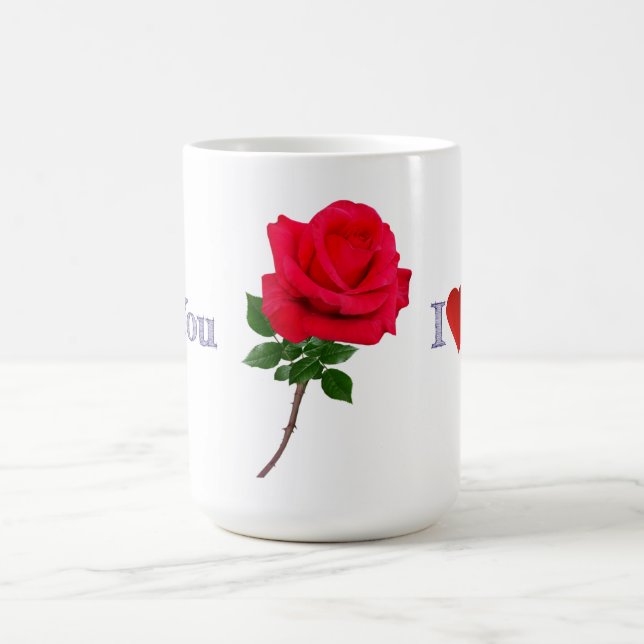Mug J'aime une rose rouge unique  (Centre)
