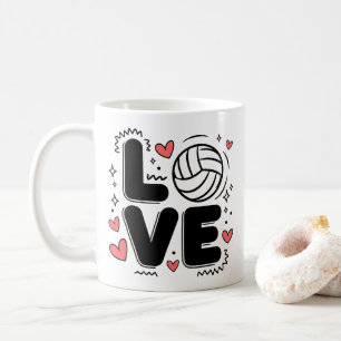 Mug J'aime Volleyball Joueuse de Volleyball Mignonne F
