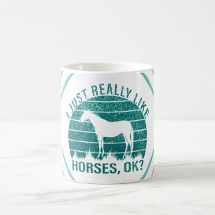 Mug J'aime vraiment les chevaux en vert marin