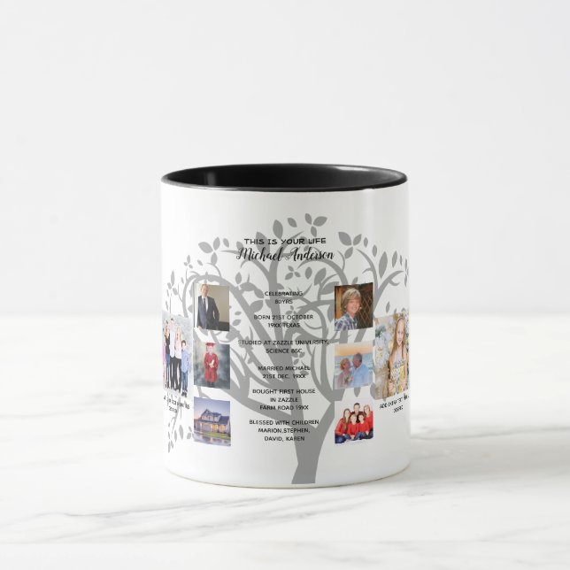 Mug Jalons d'anniversaire PHOTO COLLAGE Family Tree Ca (Centre)