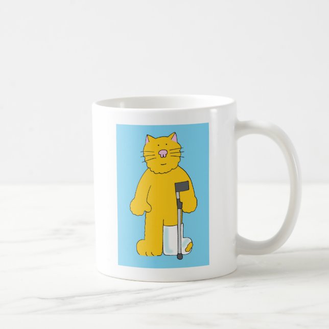 Mug Jambe cassée, chat avec la jambe en plâtre (Droite)