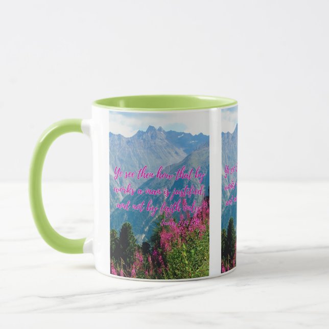 Mug James 2:24 KJV Bible Écriture Pic Deux Tons (Gauche)