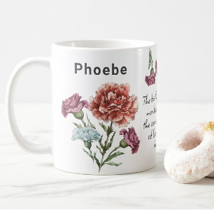 Mug Janvier Birth Flower Carnation Ajouter un nom