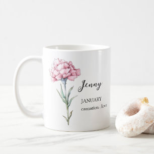MUG JANVIER CARNATION NAISSANCE FLEURS MOIS NOM CADEAU