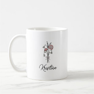 Mug Janvier Fleur de naissance et nom élégant du scrip
