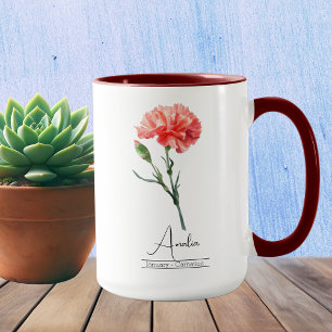 Mug Janvier Mois de la naissance Carnation des fleurs