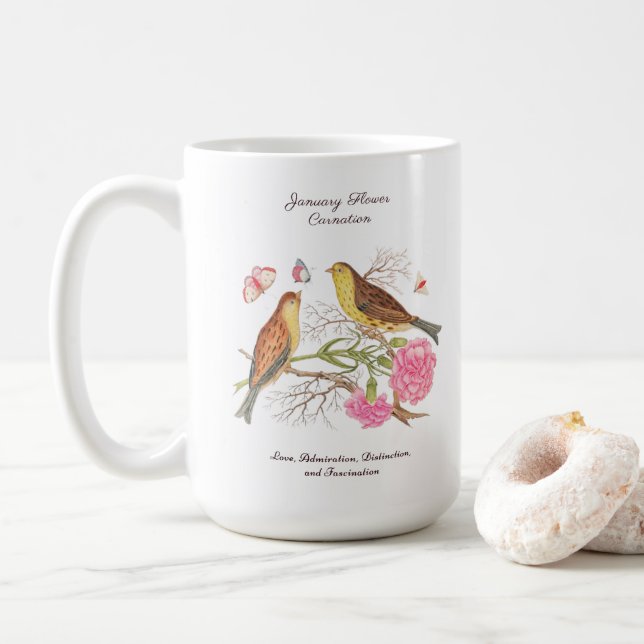Mug Janvier Mois de naissance Fleur Anniversaire Cadea (Avec donut)