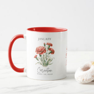 Mug Janvier Mois de naissance Fleur Carnation Annivers