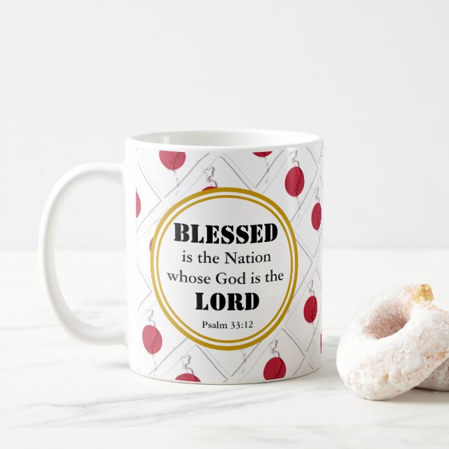 Mug JAPON Bienheureux Nation Monogramme Christian (Avec donut)