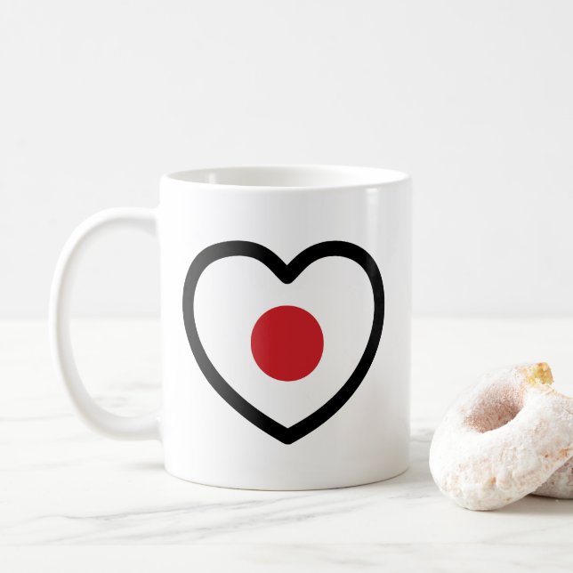 Mug Japon | Coeur du drapeau japonais (Avec donut)