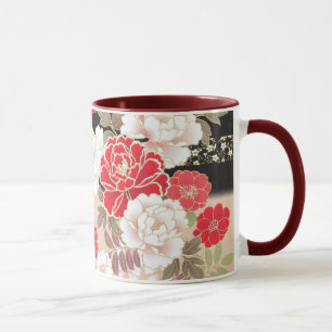 Mug japonais Black & Red Peonies
