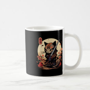 Mug Japonais Samurai Chat Tattoo, Kawaii Ninja Chat _2