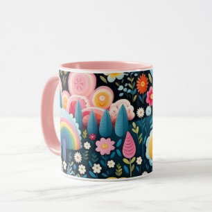 Mug Jardin Arc-en-Ciel Fantaisiste Motif Floral Fantas