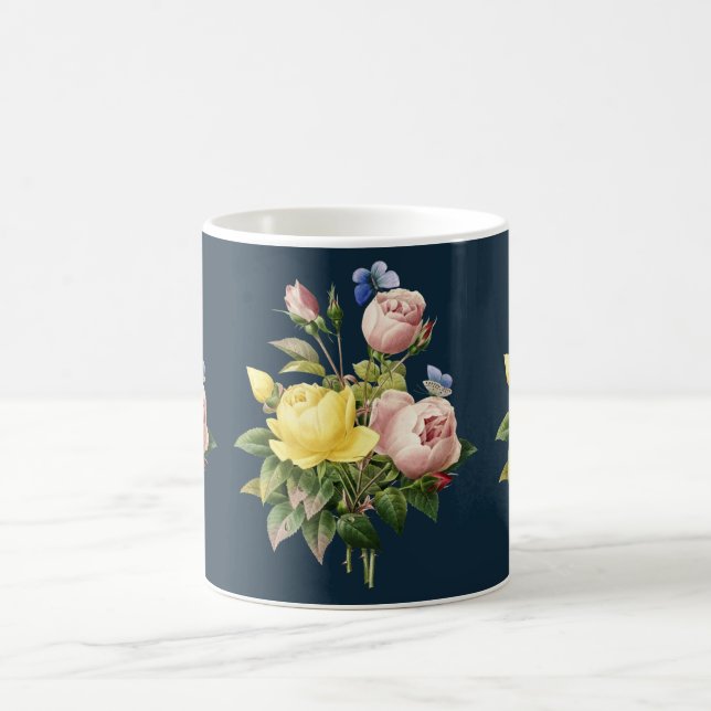 Mug Jardin botanique fleuri de roses jaunes et roses (Centre)
