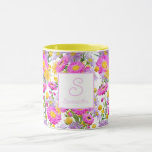 Mug Jardin de cottage d'été monogrammé blanc