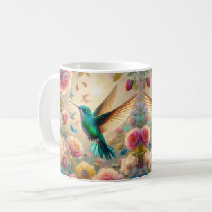 Mug Jardin de roses du coucher de soleil du colibri