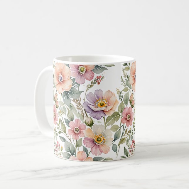 Mug Jardin floral délicatement teinté (Devant gauche)