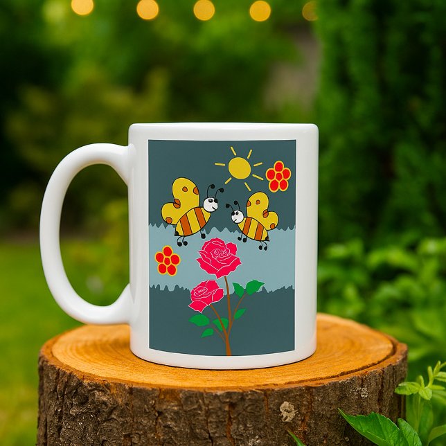 Mug Jardin Floral Rose et abeilles (Créateur téléchargé)