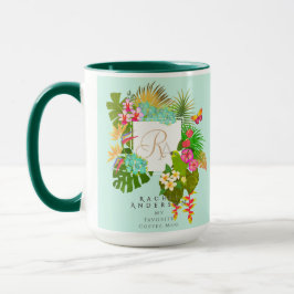Mug Jardin tropical Monogramme vert