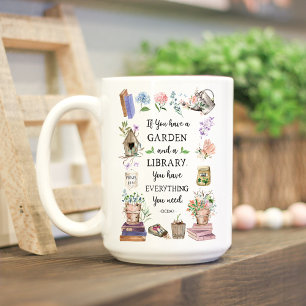 Mug Jardinage et bibliothèque Citation Jardin Floral