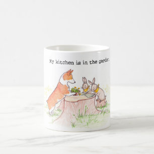 Mug Jardinier de cuisine - corgi et lapins