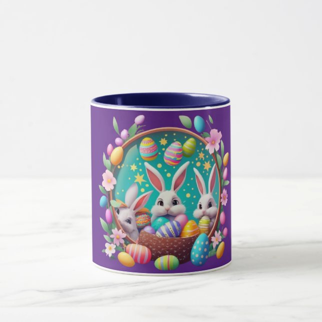 Mug jarra con un lindo conejo de pascua. (Centre)