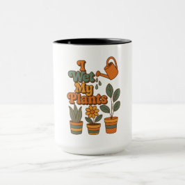 Mug J'arrose mes plantes – Rayures Rétro 70