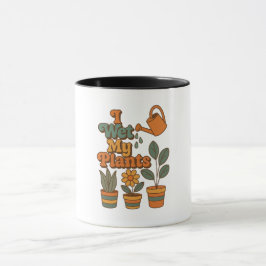 Mug J'arrose mes plantes – Rayures Rétro 70
