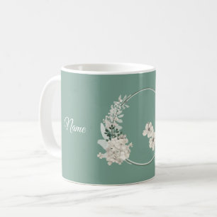 Mug Jasmine Floral Vert Géométrique Mariage Fête