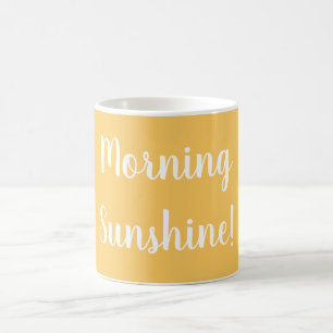 Mug Jaune avec soleil du matin en texte blanc