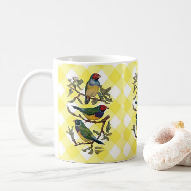 Mug jaune d'Oiseau victorien (Avec donut)