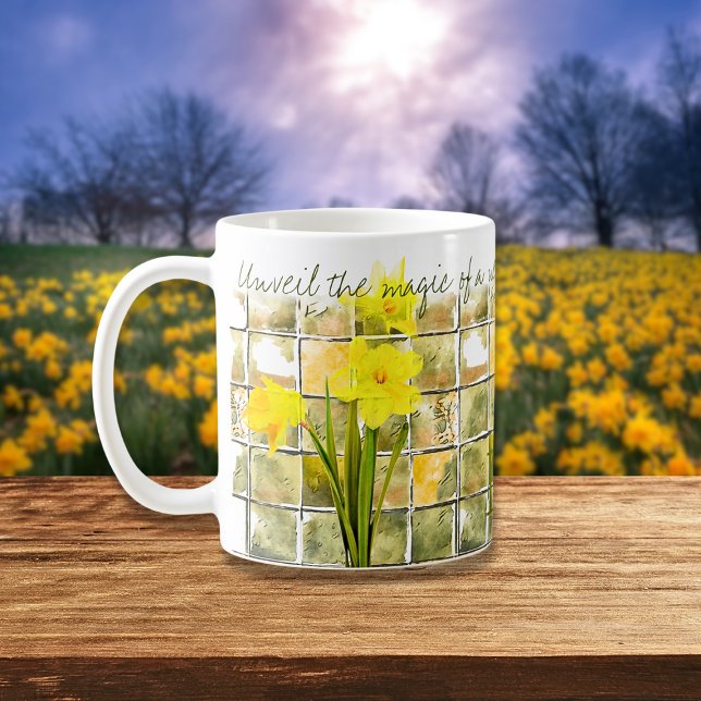 Mug Jaune Et Vert Daffodique Citations De Fleurs Du No (Créateur téléchargé)